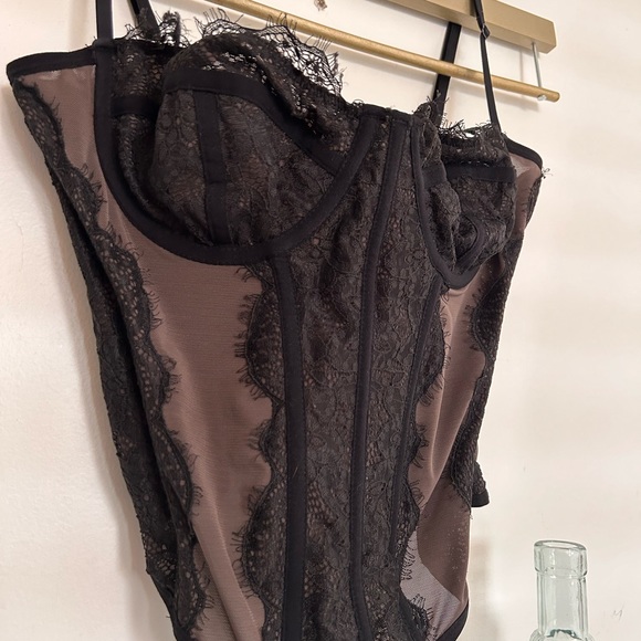 Mocha Brown/Black Urban Outfitters Out From Under Corset Top - Size XL - Picture 5 of 6
